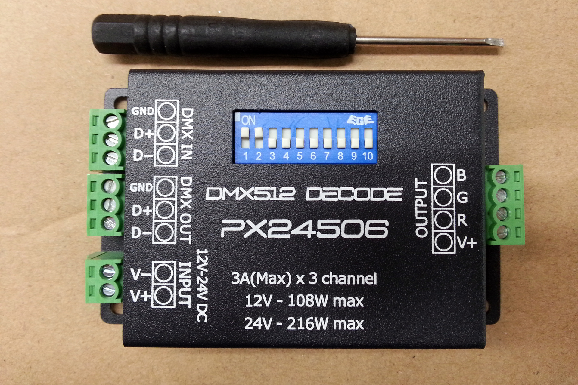 PX24506_DMX512_decoder_controller_with_screwdriver