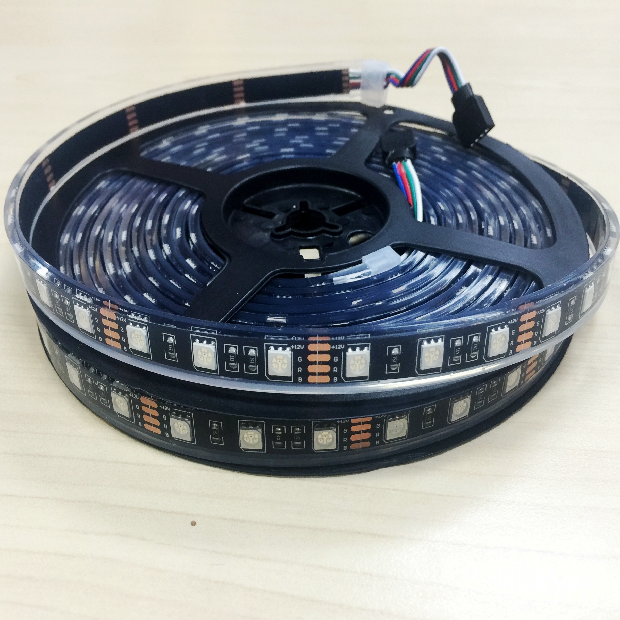 12V DC 16.4Ft Black PCB 5050 IP68 Underwater RGB Flex LED Strip Light