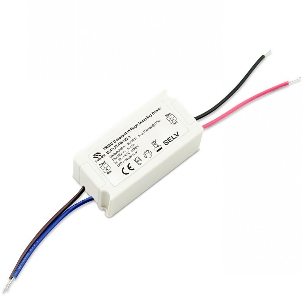 Euchips 12W 12V DC Constant Voltage Driver EUP12T-1W12V-1 CV Driver