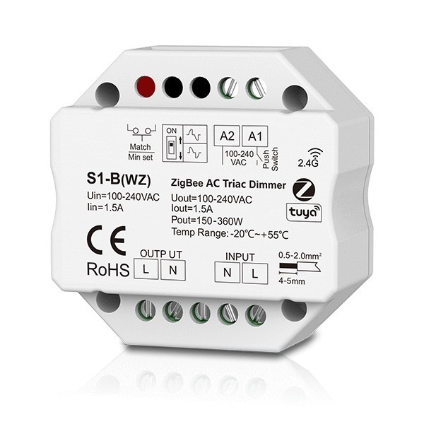 S1-B(WZ) 1CH 1.5A Skydance Tuya App ZigBee RF AC Triac Led Dimmer Controller 100-240V AC