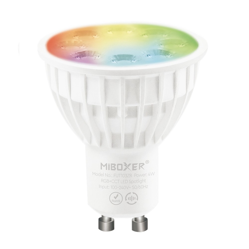 FUT103ZR Zigbee 3.0 + 2.4G 4W GU10 RGB+CCT MiLight Led Spotlight 100-240Vac