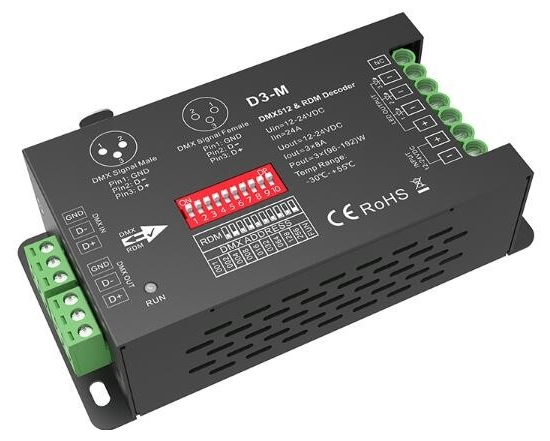 D3-M Skydance Led Controller 3CH*8A 12-24VDC CV DMX Decoder