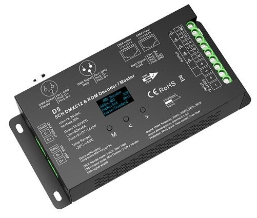 D5 Skydance Led Controller OLED 5CH*6A 12-24VDC CV DMX Decoder