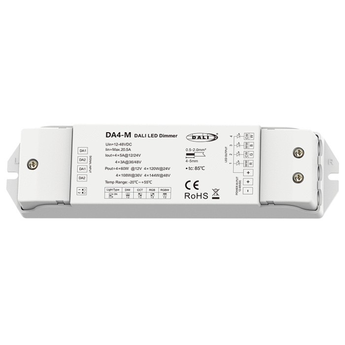 DA4-M Skydance Controller DT6 DT8 4CH 5A 12-48V DC CV DALI Led Dimmer