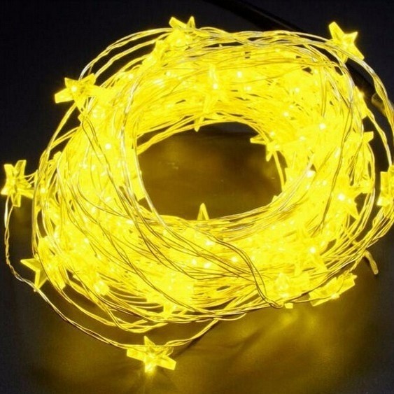 DC12V 100 LED Warn White Star Shaped Copper Wire Fariy String