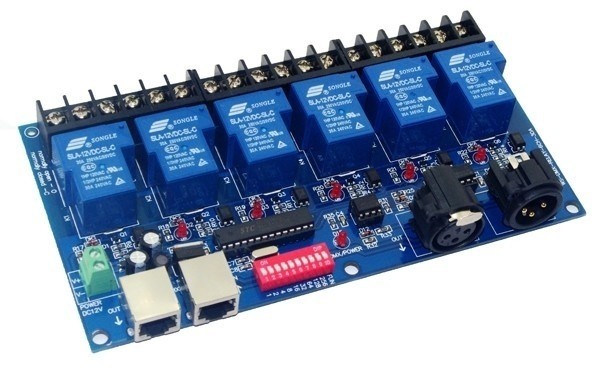 DMX-RELAY-6CH-30A 6CH Relay Switch Controller DMX512 Decoder