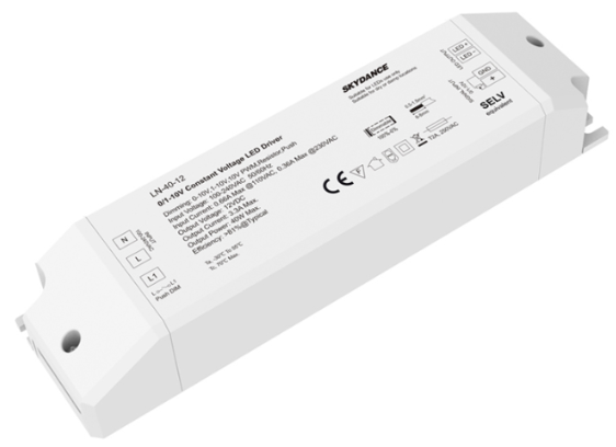 LN-40-12 Skydance Led Controller 40W 12VDC CV 0/1-10V& SwitchDim LED Driver