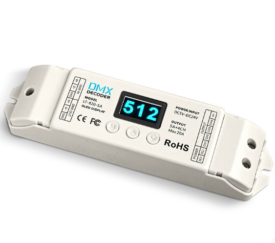 LTECH LT-820-5A 16bit DMX Constant Voltage Decoder DC5V-DC24V Input