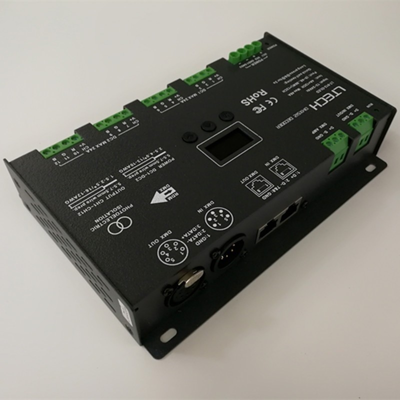 LTECH LT-912-OLED LED DMX Decoder Controller DC 12-24V 12CH