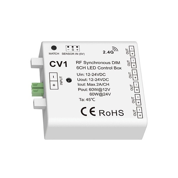 CV1 12-24V DC 6CH Skydance Controller RF Sensor Synchronous DIM Led Control Box