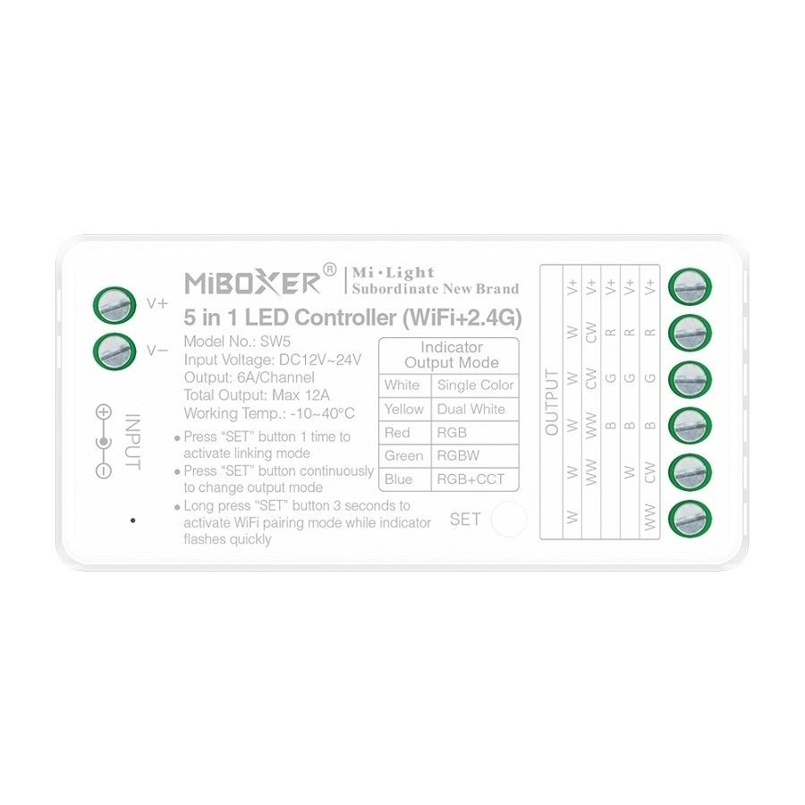 MiBoxer MiLight SW5(FUT037W+) 5 in 1 Control Driver Controller WiFi+2.4G Led Dimmer 