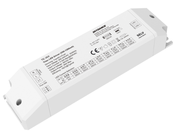 TE-36A Skydance Led Controller 36W 350-1200mA Multi-Current SwitchDim Triac Dimmable LED Driver