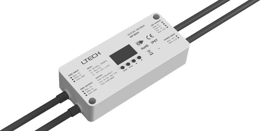 Ltech WP-803H Waterproof Driver Control Dmx Rdm CV Led Decoder Controller 100-240V