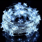 DC12V 33Ft Star Shaped 100 LED Copper Wire White Fariy String Light